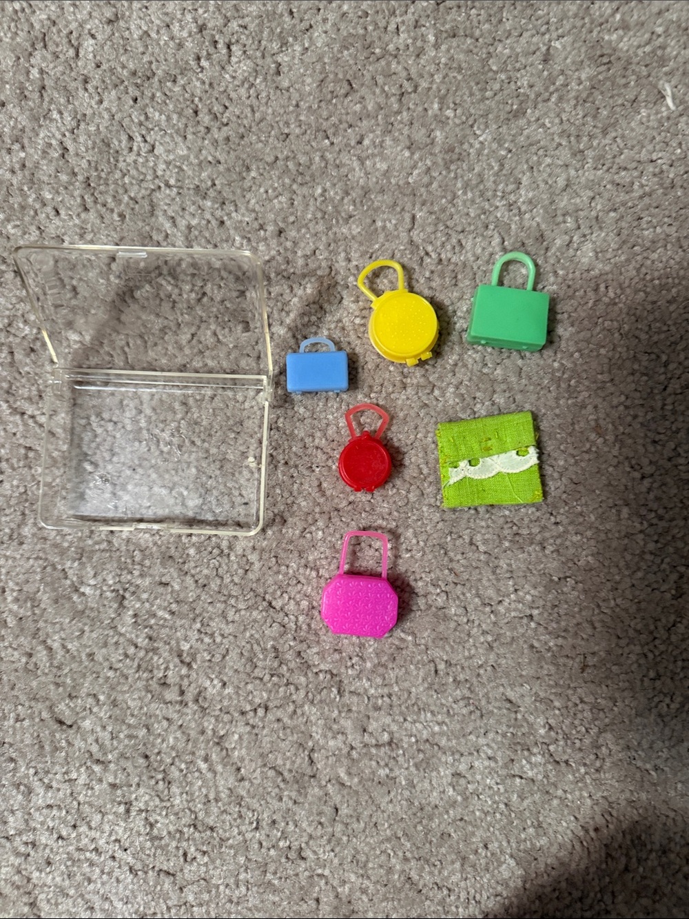 Mattel Miniature Toy Locks and Felt Pouch - Pink, Red, Yellow, Blue, Green